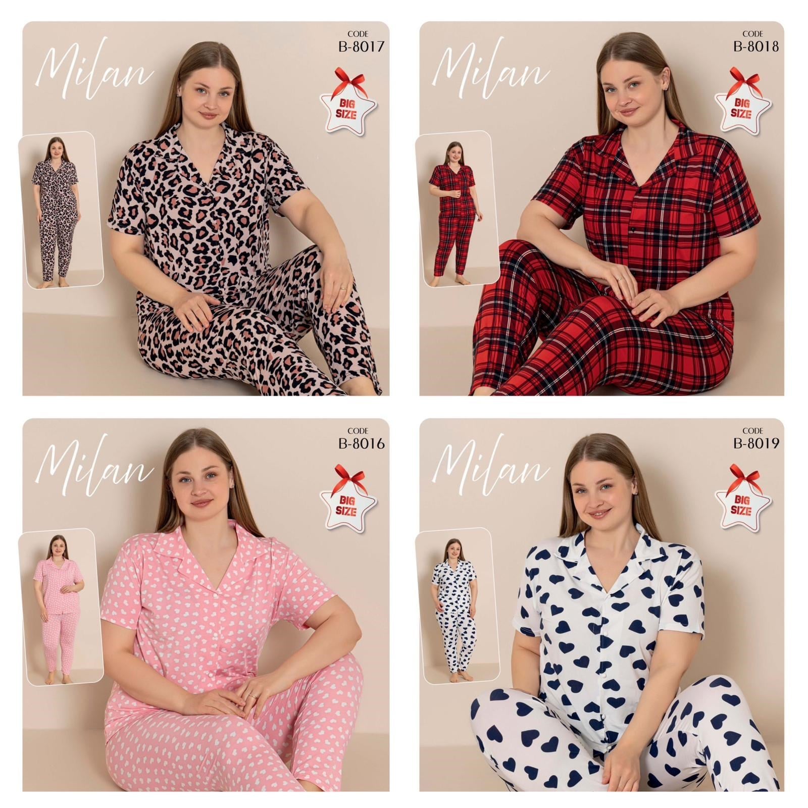 4 Adet Düğmeli Kısa Kol Pijama Takım Set