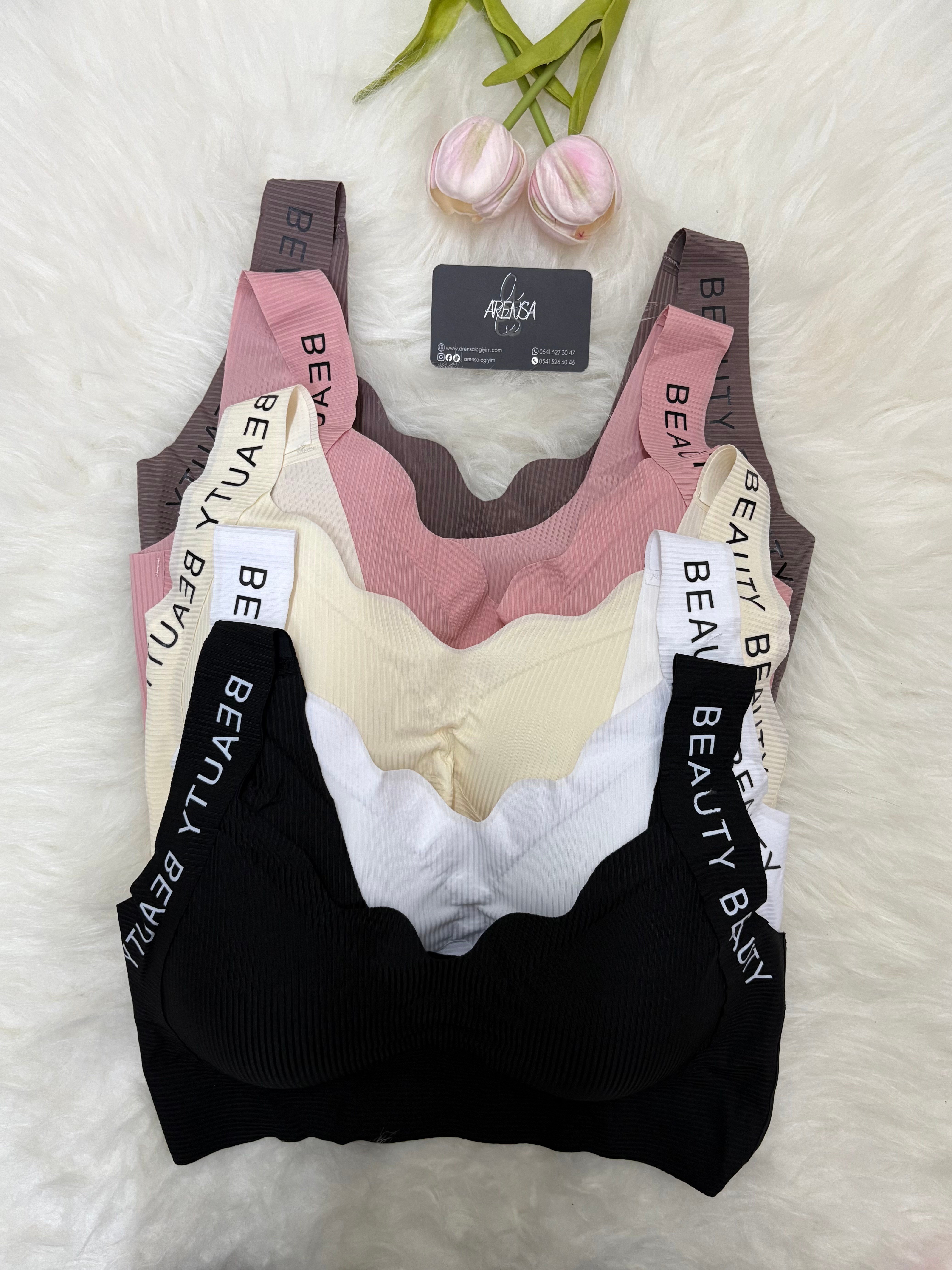 5 Adet Çizgili Yazı Detaylı Dolgusuz Kopçasız Kalın Askılı Lazer Kesim Bralet Set