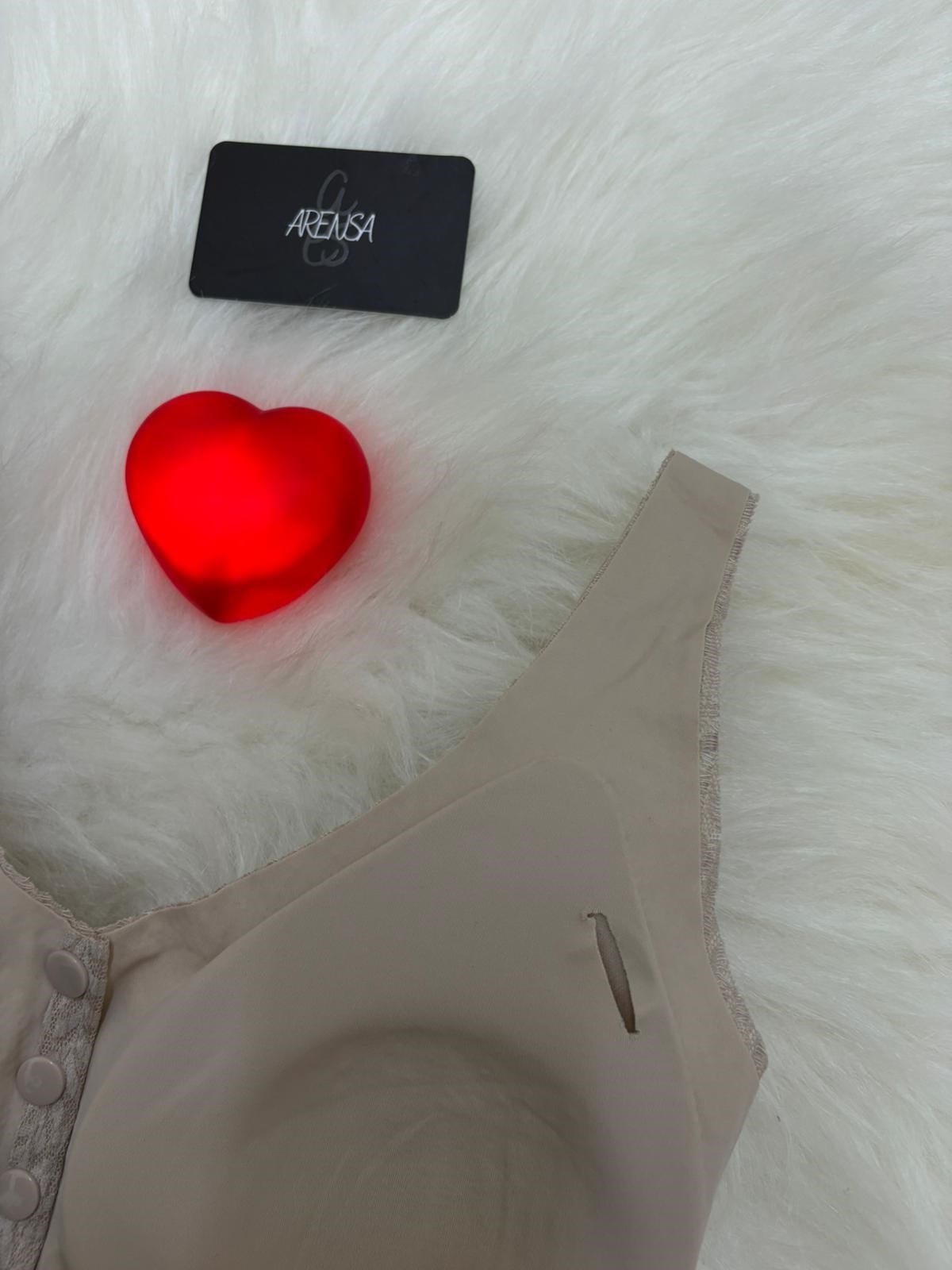 Bej Dolgusuz Düğmeli Lazer Kesim Bralet
