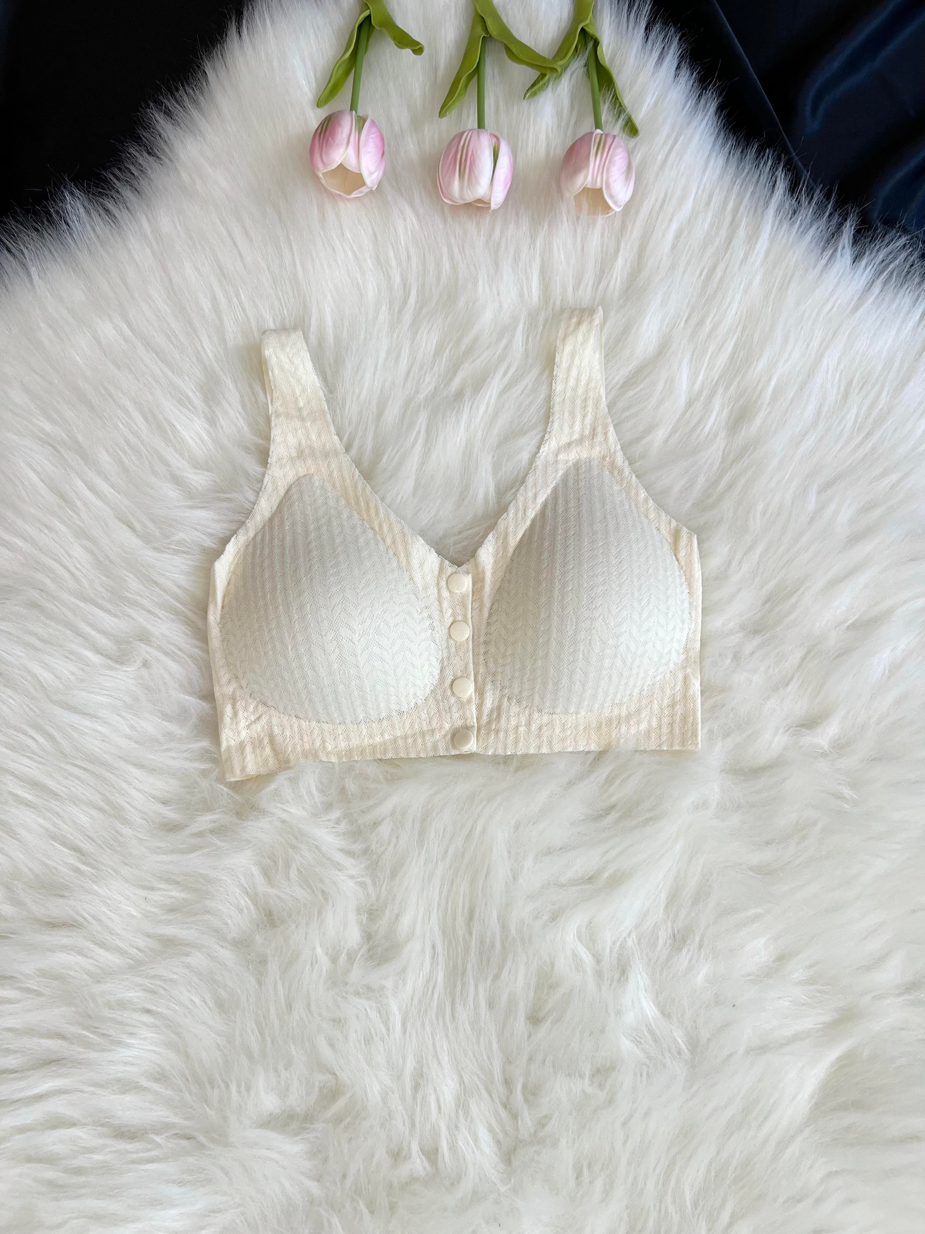 Ekru Dolgusuz Düğmeli Lazer Kesim Bralet