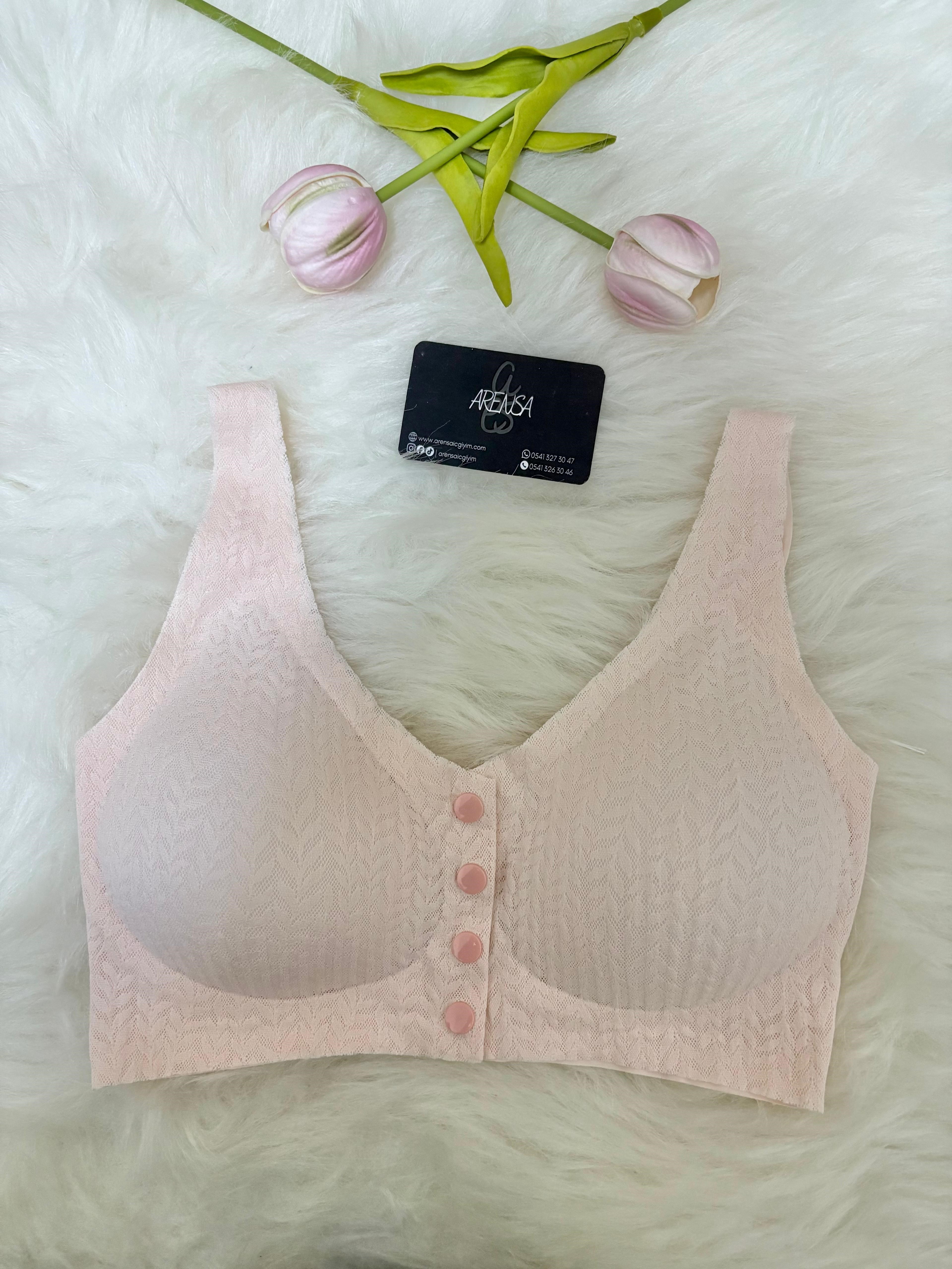 Pembe Dolgusuz Düğmeli Lazer Kesim Bralet