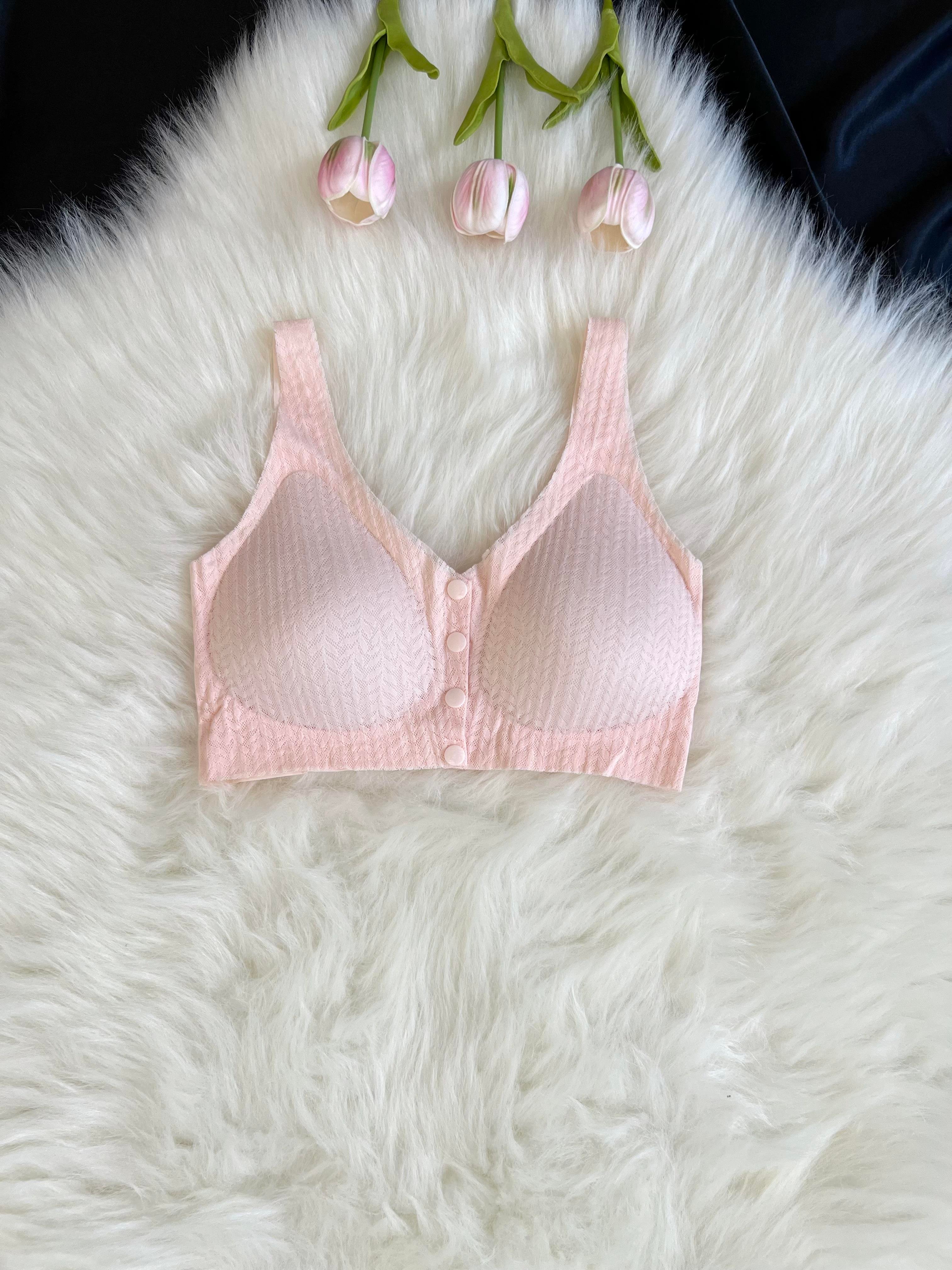 Pembe Dolgusuz Düğmeli Lazer Kesim Bralet