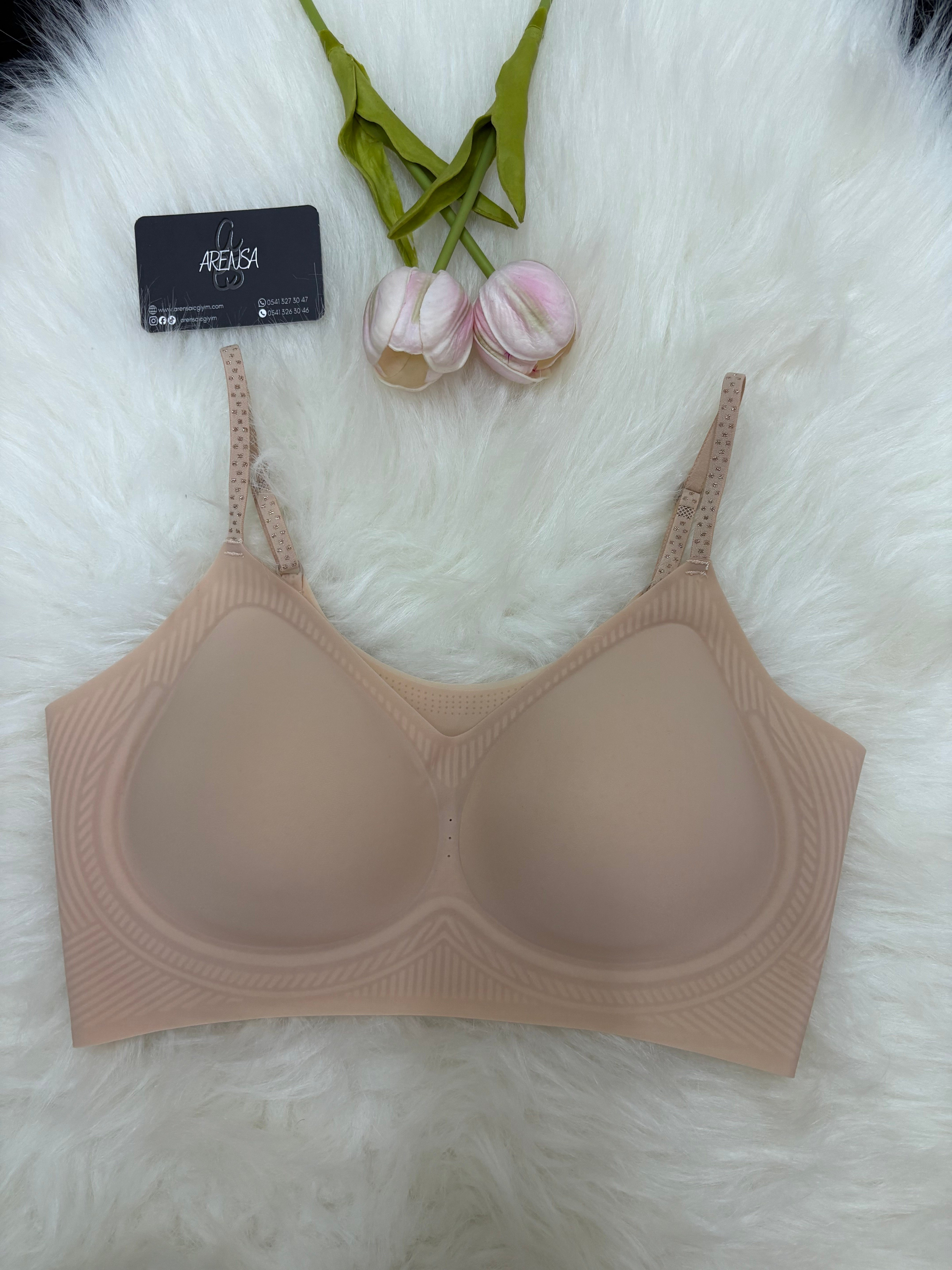 Pembe Dolgusuz Kopçasız İnce Askılı Lazer Kesim Bralet