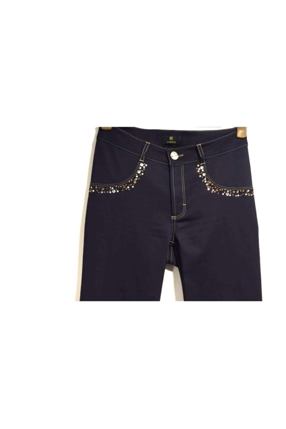2456 Dodona Swarovski Taşlı Lacivert Kot  Pantolon 