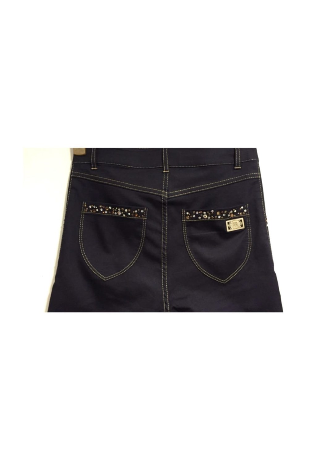 2456 Dodona Swarovski Taşlı Lacivert Kot  Pantolon 