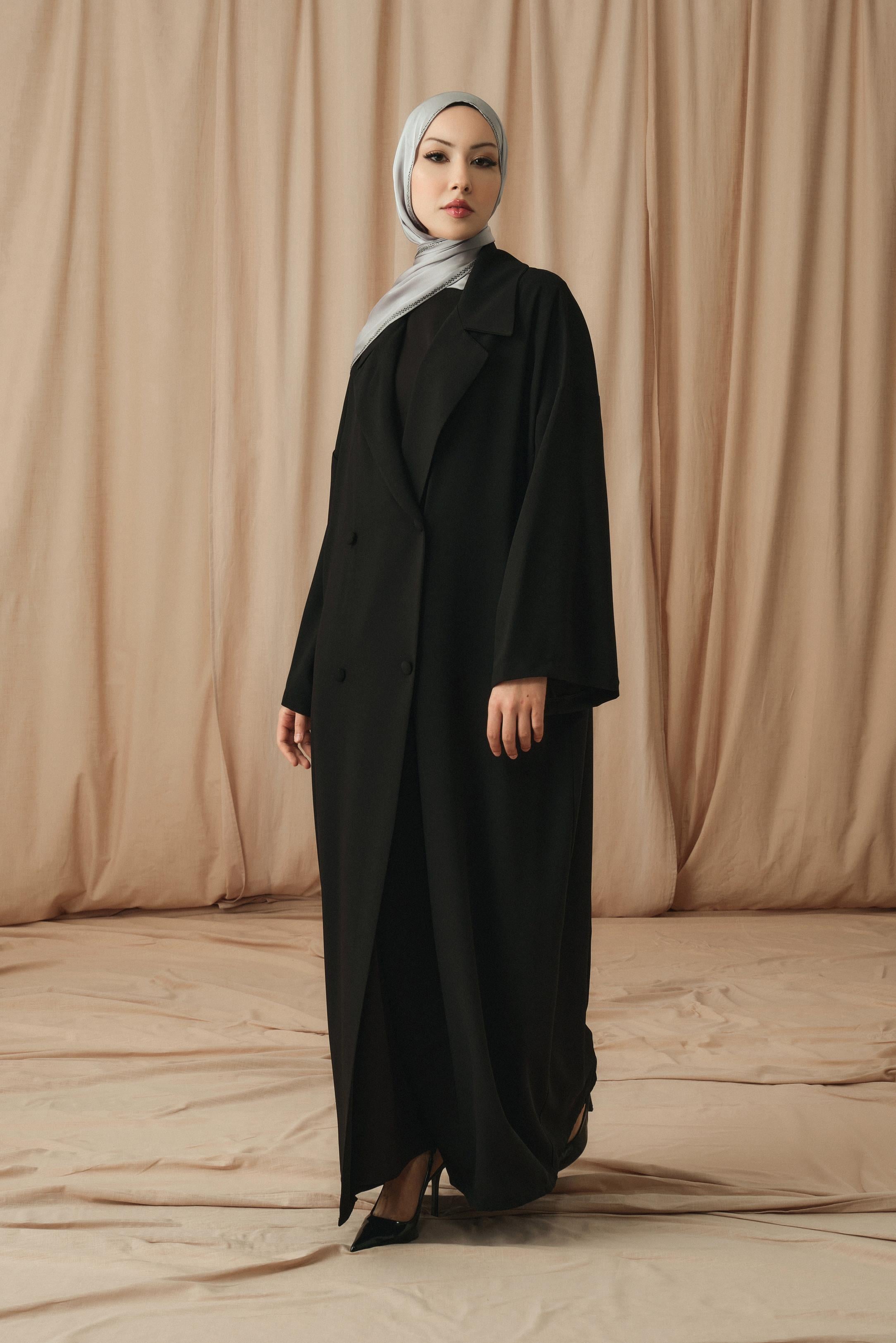 KRUVAZE YAKA DAILY ABAYA-SİYAH