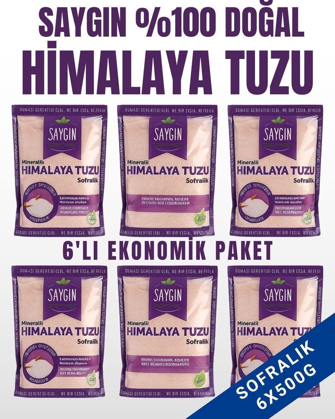 SAYGIN 6'lı Paket Himalaya Tuzu Sofralık 6x500 Gr