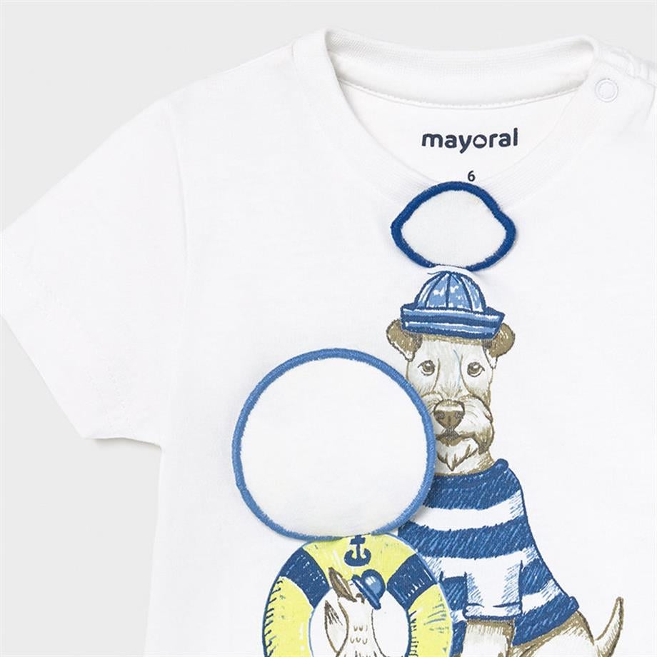 Mayoral Erkek Bebek Beyaz Kaptan Baskılı T-Shirt
