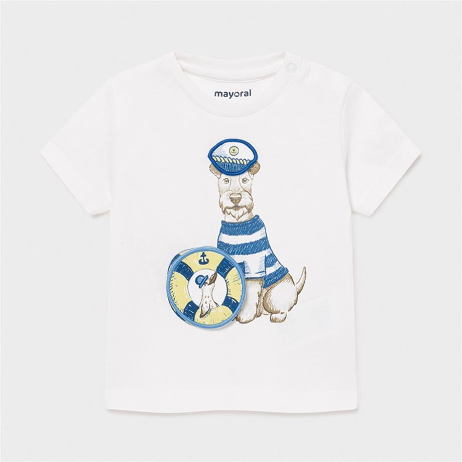 Mayoral Erkek Bebek Beyaz Kaptan Baskılı T-Shirt