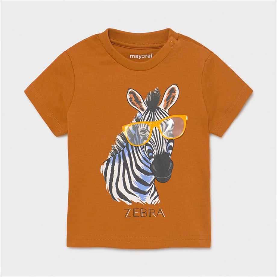 Mayoral Erkek Bebek Kahverengi Zebra Baskılı T-Shirt