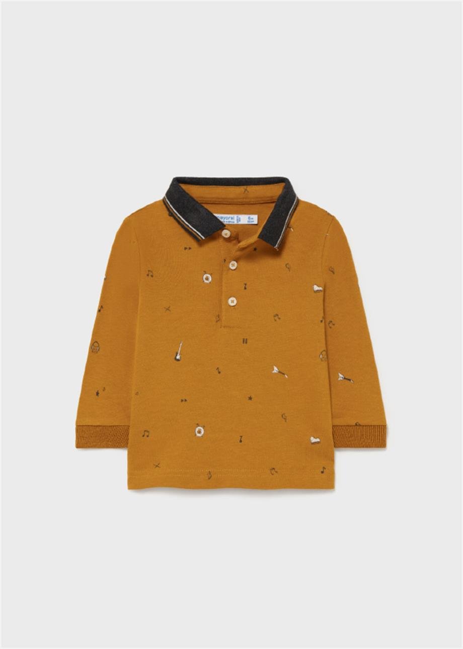 Mayoral Erkek Bebek Polo Yaka Nota Baskılı Uzun Kollu T-Shirt