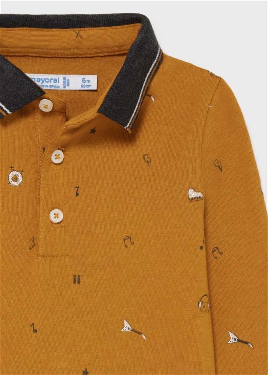 Mayoral Erkek Bebek Polo Yaka Nota Baskılı Uzun Kollu T-Shirt