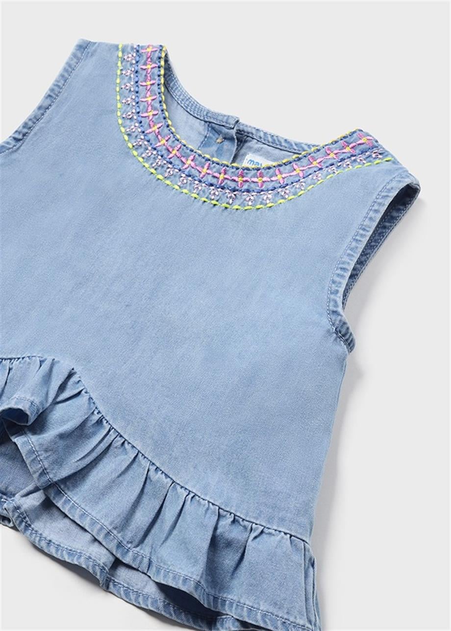 Mayoral Kız Bebek Kot Şort T-shirt Set