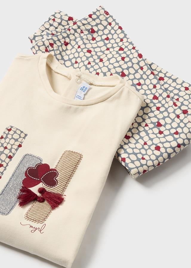 Mayoral Kız Bebek Tayt Tshirt Hırka Set