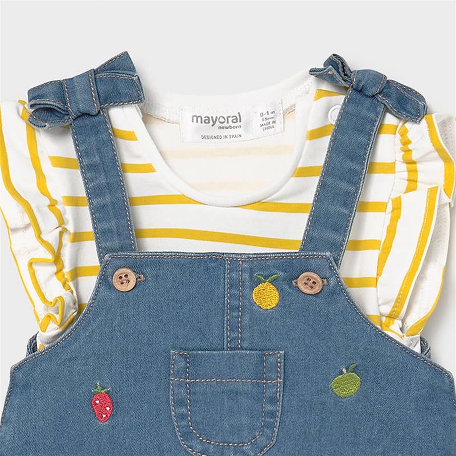 Mayoral Kız Yenidoğan Lacivert Denim Tulum ve T-Shirt