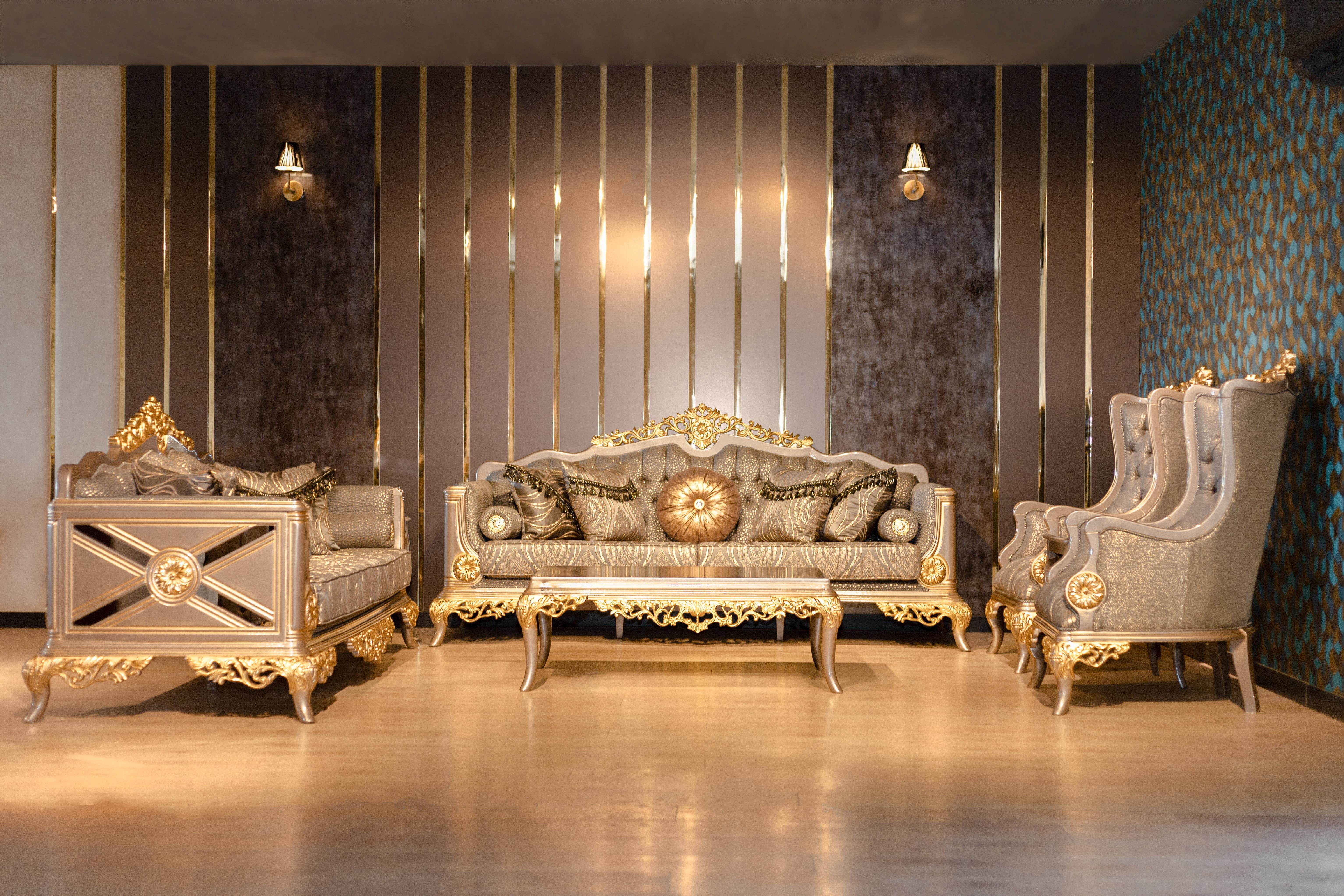 AYASOFYA SOFA SET & CENTER TABLE - SIDE STOOLS