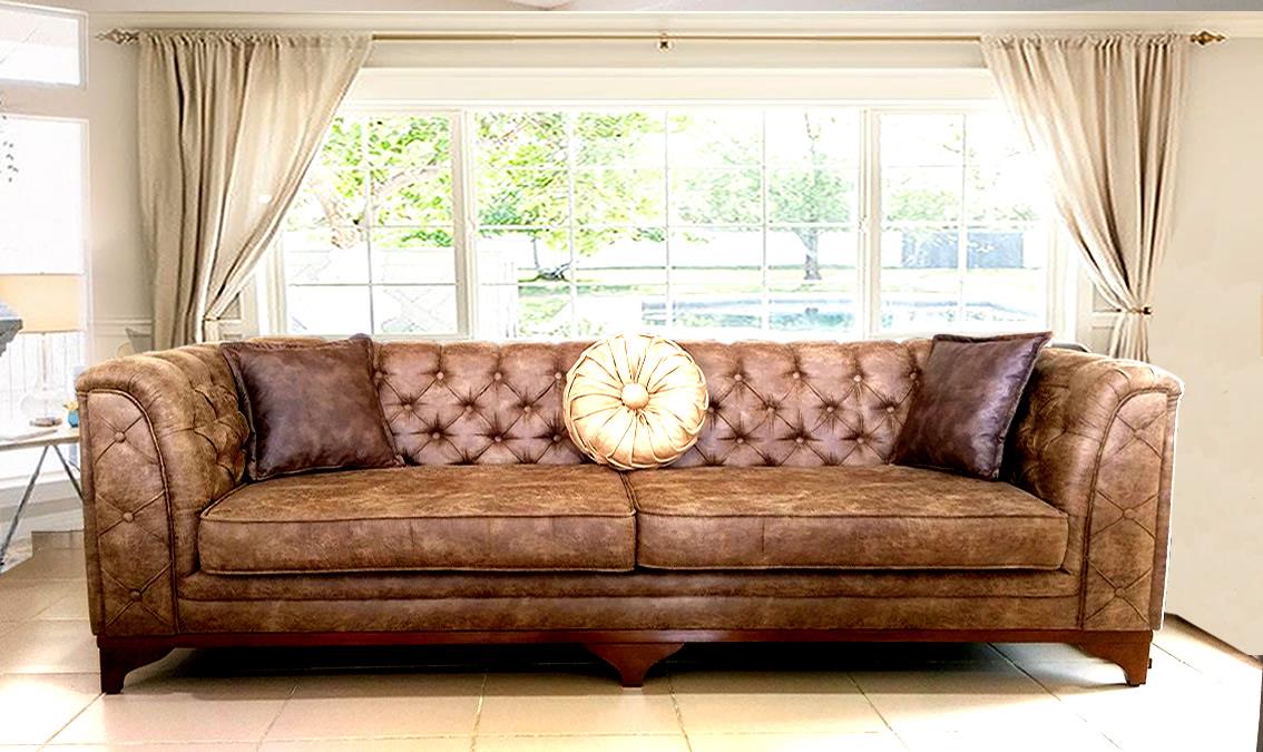 BIMTA CHESTER THREE SEATER SOFA - DRAPP/NUBUCK