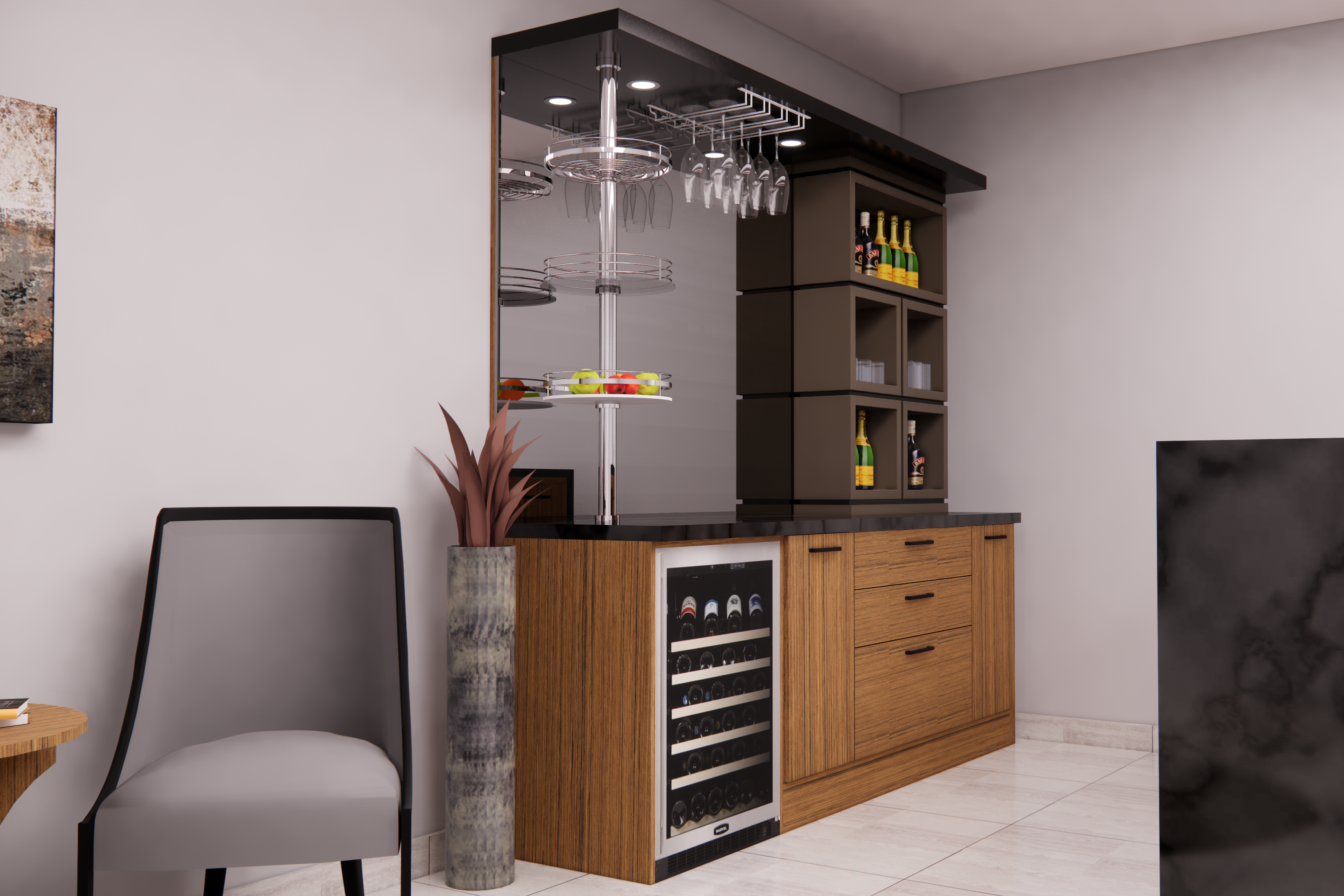 CIAO 260 BAR SERVICE CABINET & WOODEN COUNTERTOP