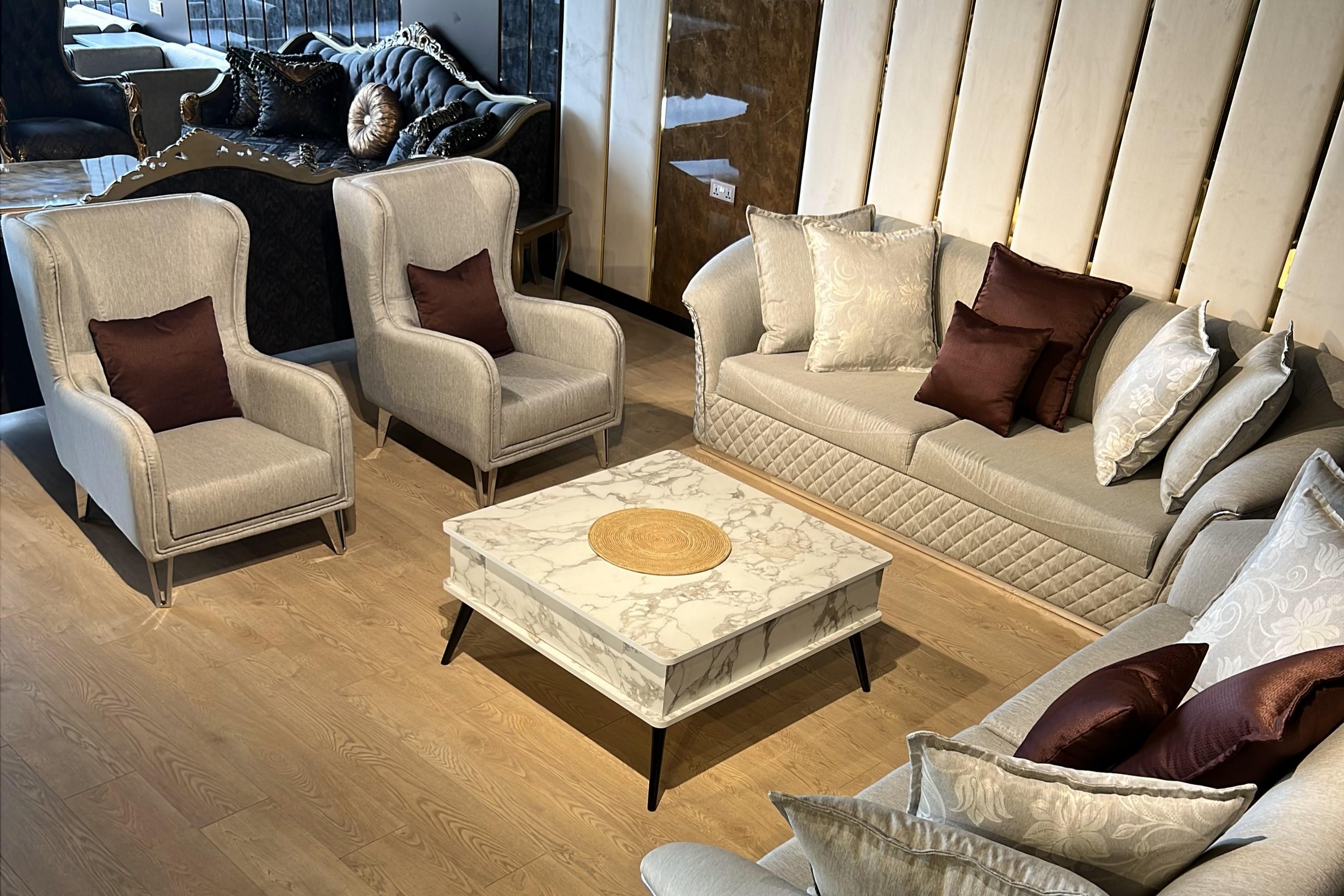 COSMOS SOFA SET - DRAPP/NUBUCK