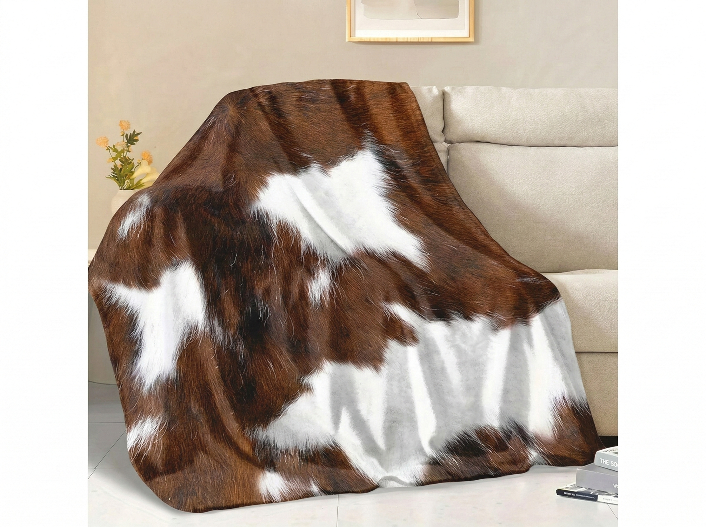 COWHIDE PATTERN FLANNEL SOFA BLANKET 150x200