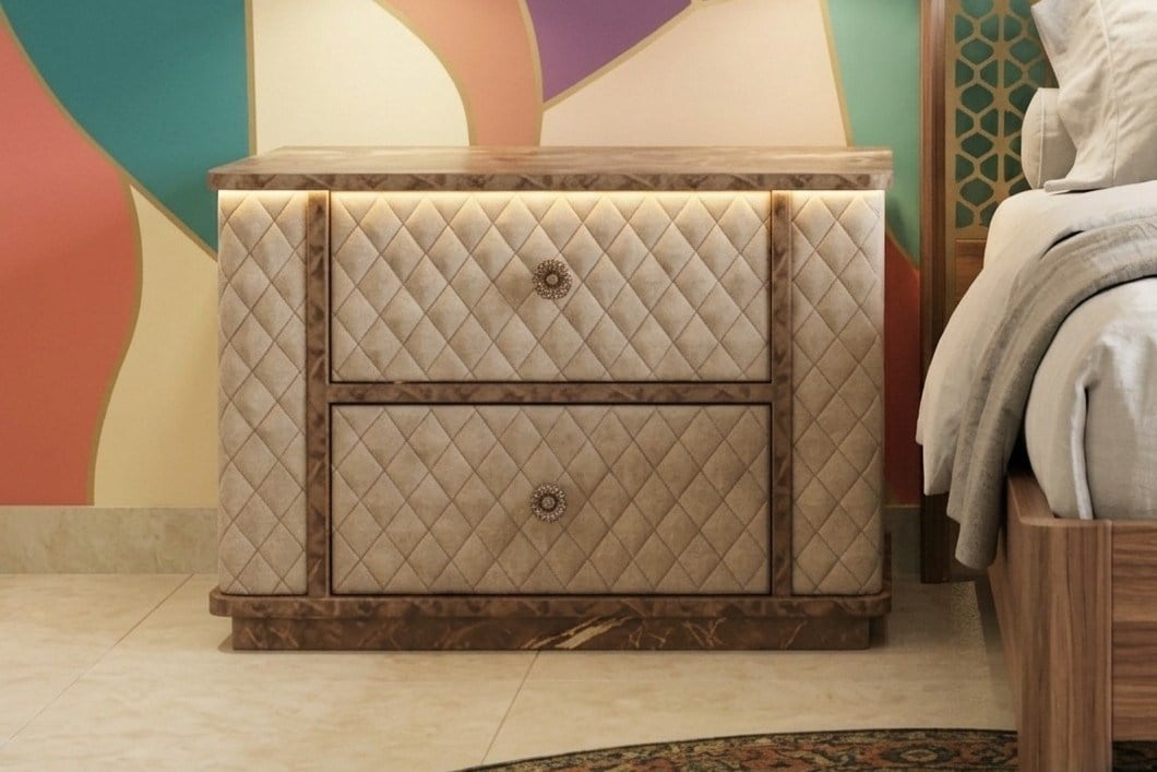 DOGA QUILTED FABRIC NIGHTSTAND