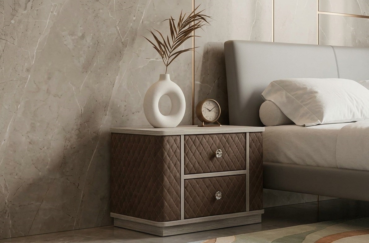 DOGA QUILTED FABRIC NIGHTSTAND