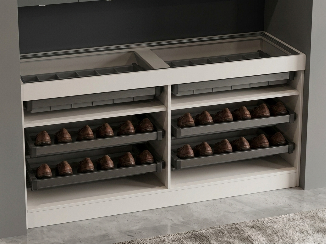 DUNA SHOE DRAWER & ORGANIZER DRAWER CABINET GLASS TOP
