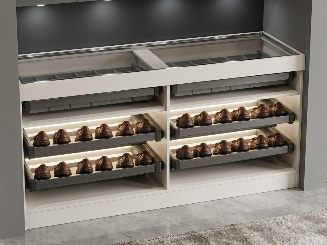 DUNA SHOE DRAWER & ORGANIZER DRAWER CABINET GLASS TOP