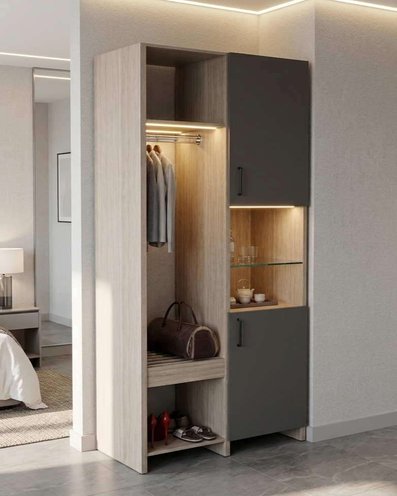 HANA 130 COFFEE - LUGGAGE CABINET & LED