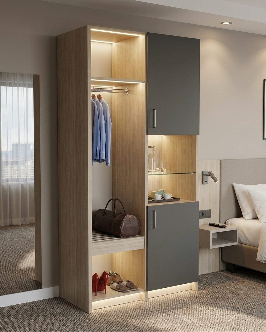 HANA 130 COFFEE - LUGGAGE CABINET & LED