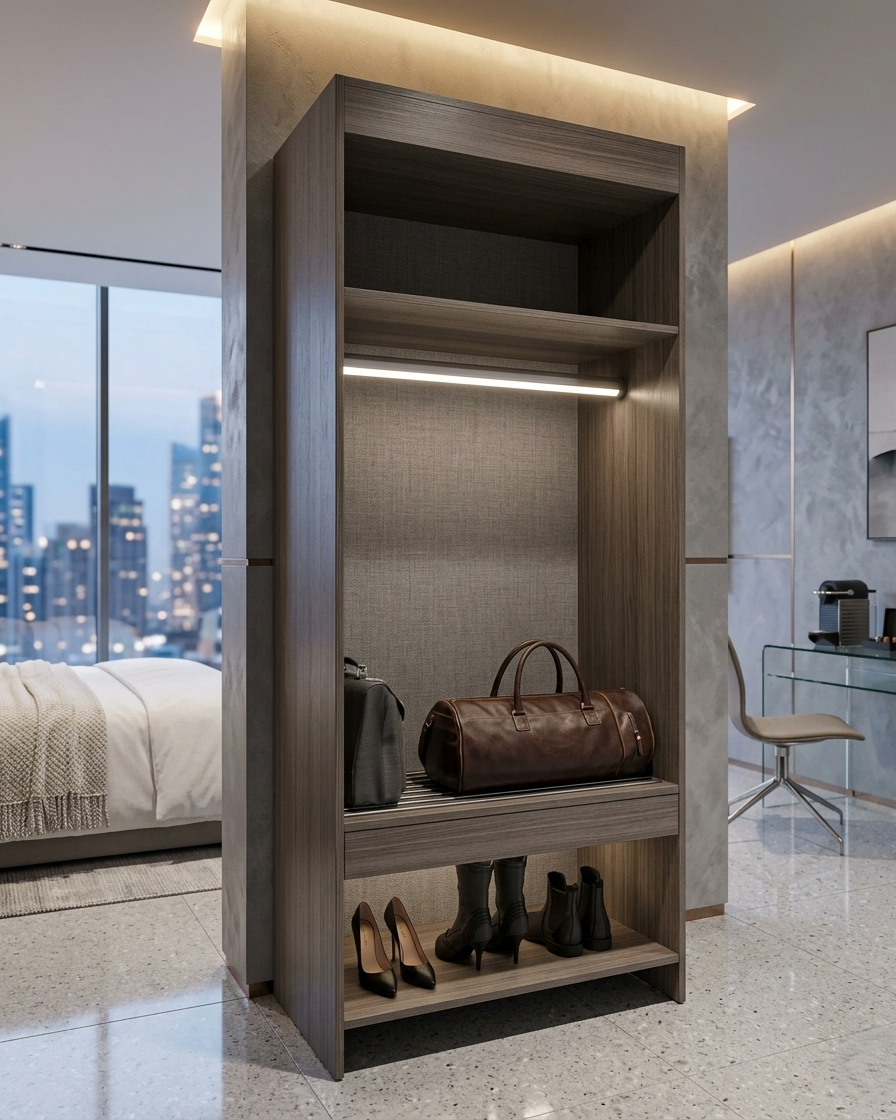 HANA HOTEL 90 LUGGAGE 1S - SHOE RACK WARDROBE & LED