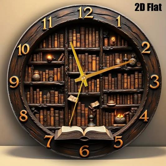 LIBRARY NOOK STYLE TEMPERED GLASS WALL CLOCK