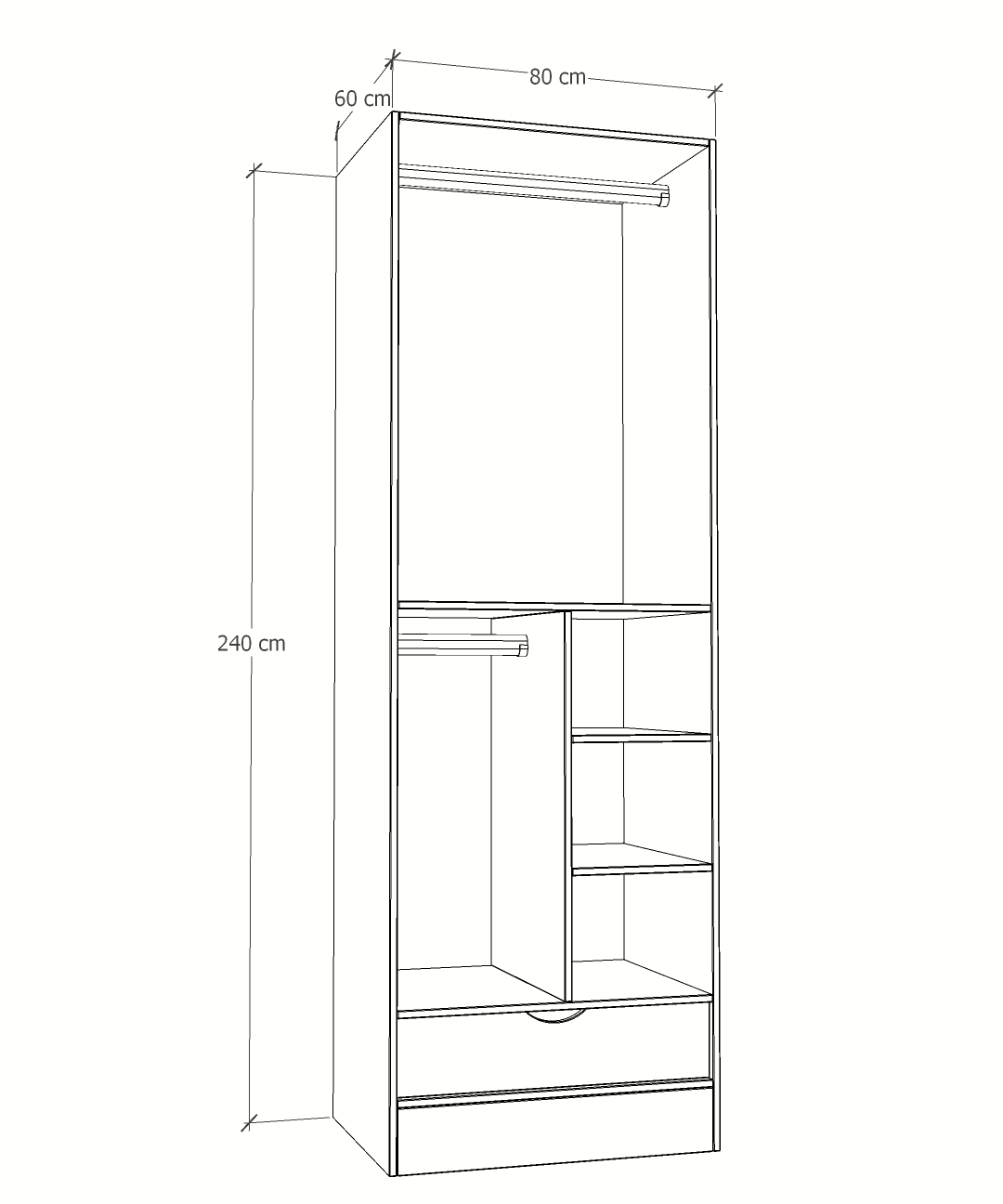 MAGIC 1DRW 90 2FS H WARDROBE