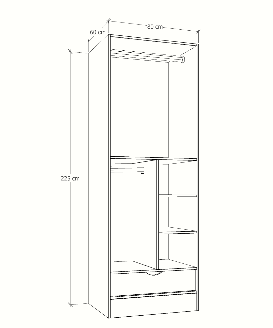 MAGIC 1DRW 90 2FS H WARDROBE