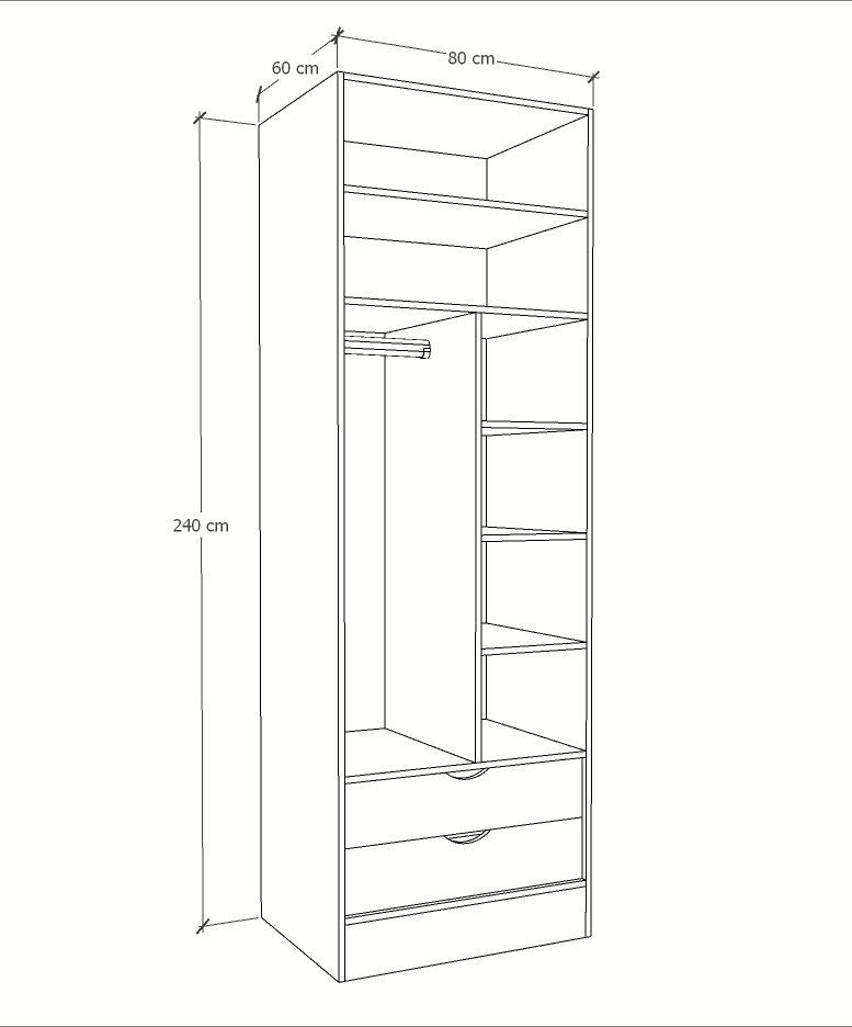 MAGIC 2DRW 125 3FS 1S WARDROBE