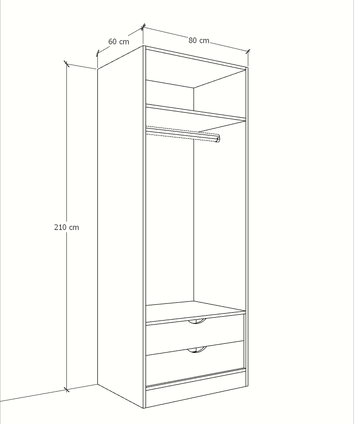 MAGIC 2DRW 125H WARDROBE