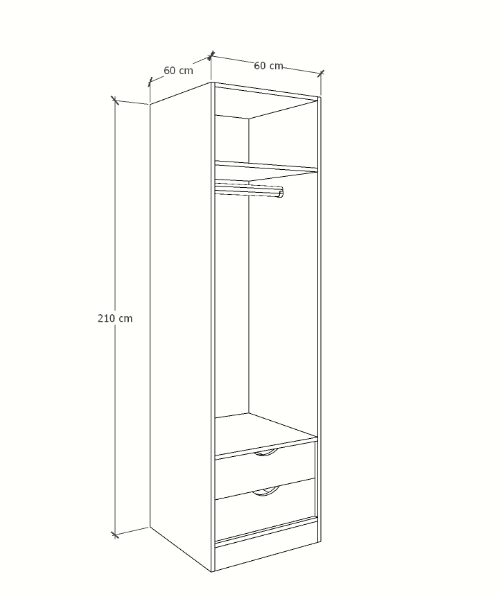 MAGIC 2DRW 125H WARDROBE