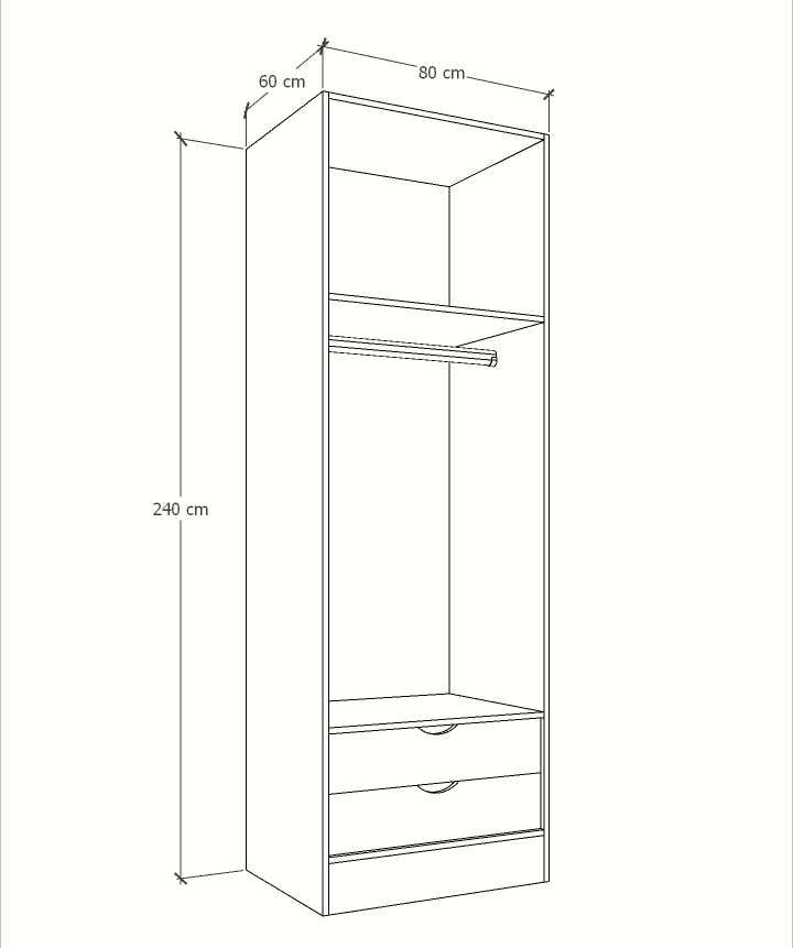 MAGIC 2DRW 125H WARDROBE