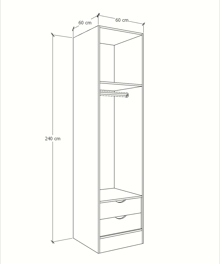 MAGIC 2DRW 125H WARDROBE