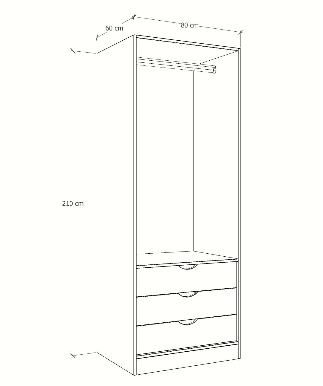 MAGIC 3DRW 125H WARDROBE