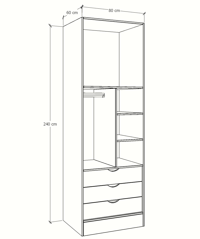 MAGIC 3DRW 90 2FS WARDROBE