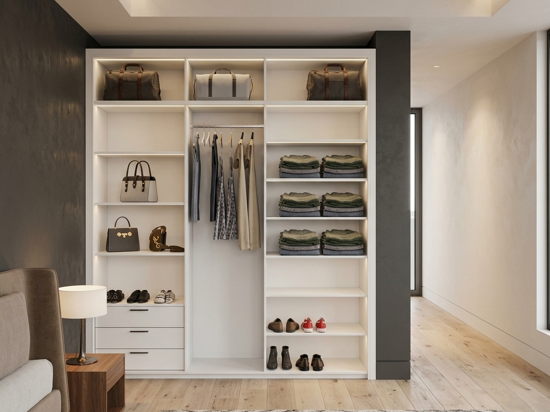 MODERN WALK-IN CLOSET 280x240 DRAWERS & LED LIGHT