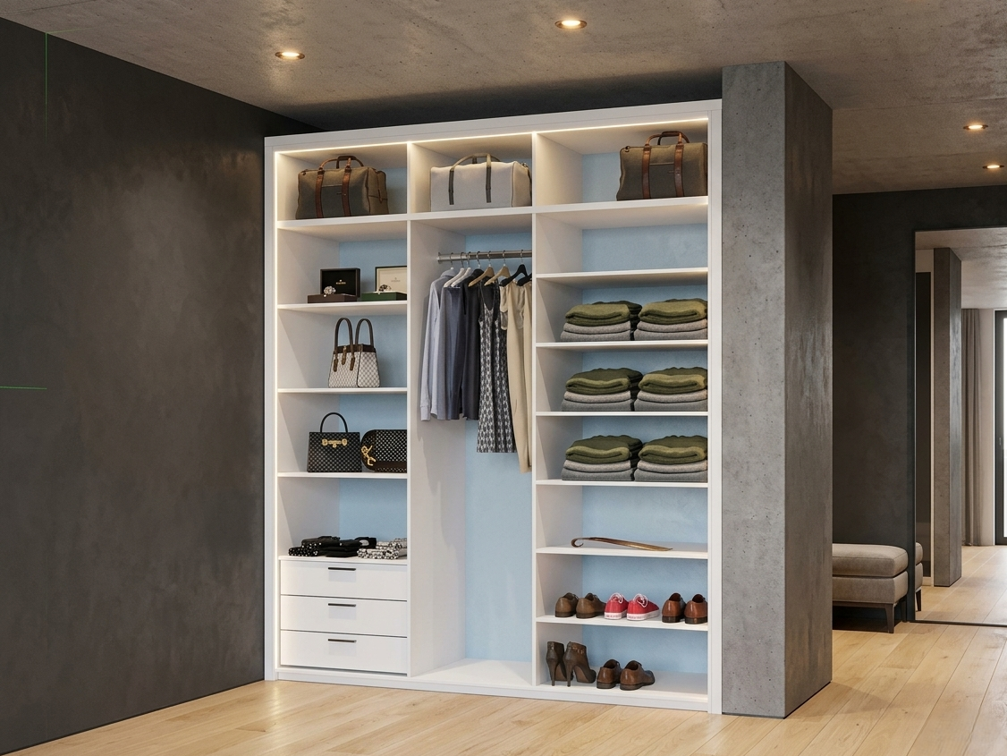 MODERN WALK-IN CLOSET 280x240 DRAWERS & LED LIGHT