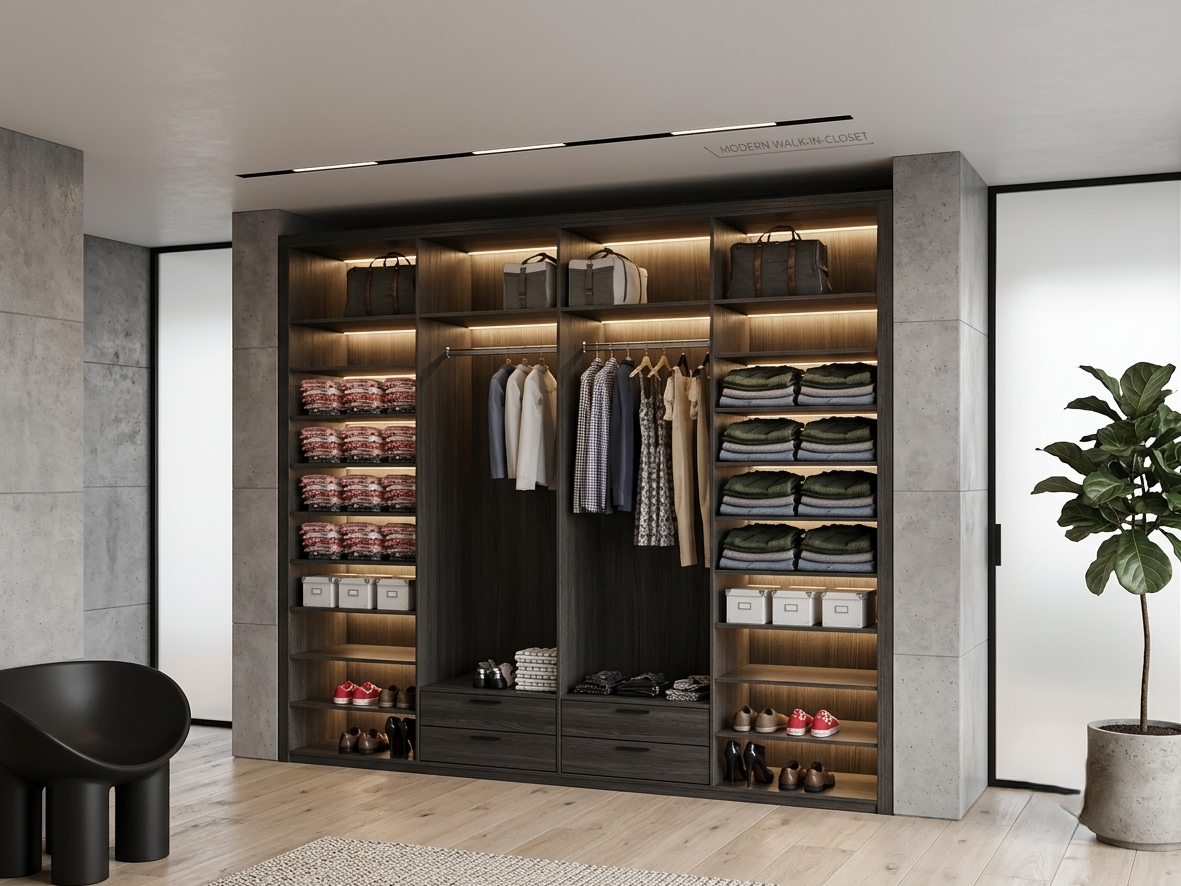 MODERN WALK-IN CLOSET 280x320 DRAWERS & LED LIGHT