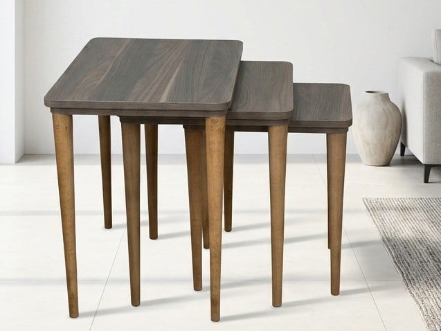 NEXT WOODEN LEG SIDE STOOL SET