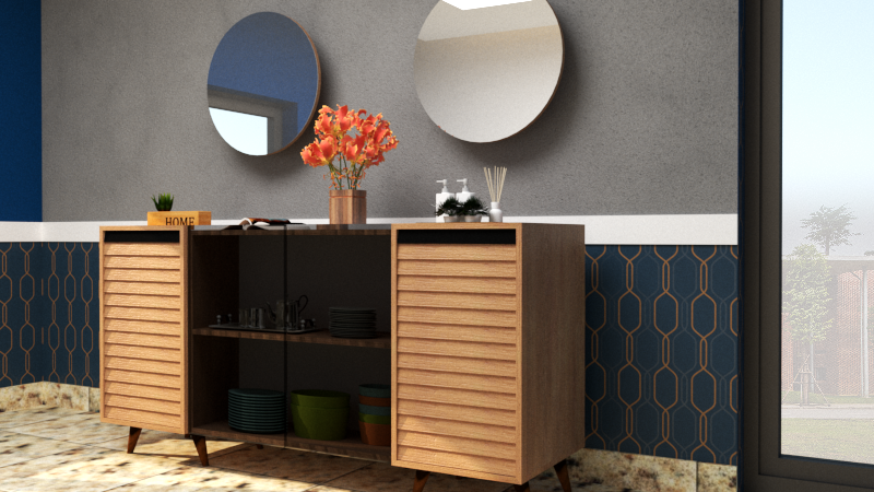 PANJUR DINING CONSOLE & MIRROR(2PCS)