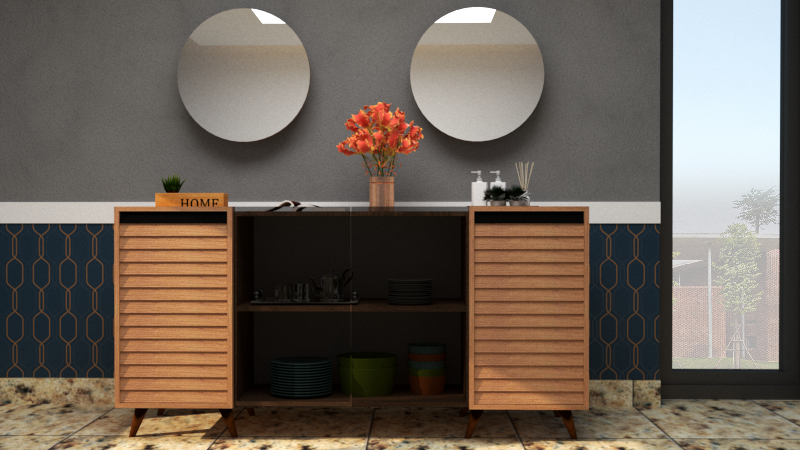 PANJUR DINING CONSOLE & MIRROR(2PCS)