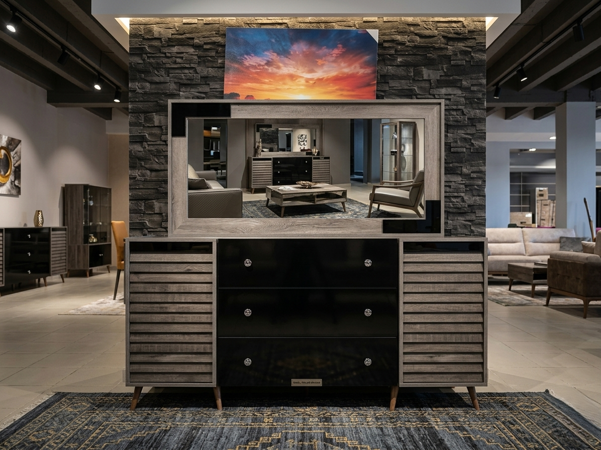 PANJUR DRAWER CONSOLE & FRAME MIRROR