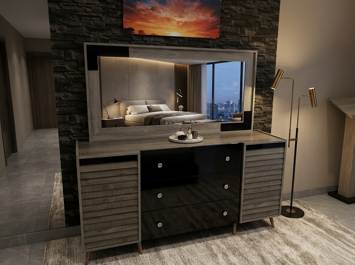 PANJUR DRAWER CONSOLE & FRAME MIRROR
