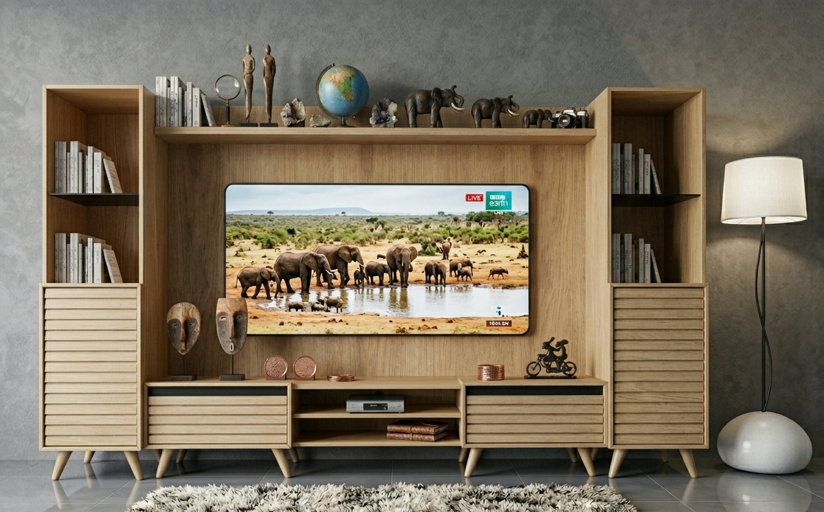 PANJUR IN-BUILT 390 TV WALL UNIT STORAGE 